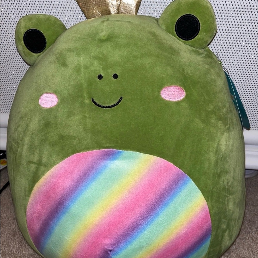 Squishmallows Green Frog with Rainbow Belly